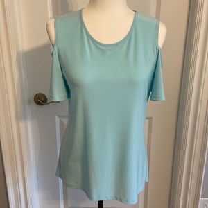 Mr Max Light Blue Cold Shoulder Summer Top. Size Small